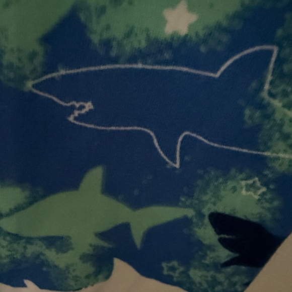 Shark Attack Blue and Green Rashguard Set - Picture 6 of 6